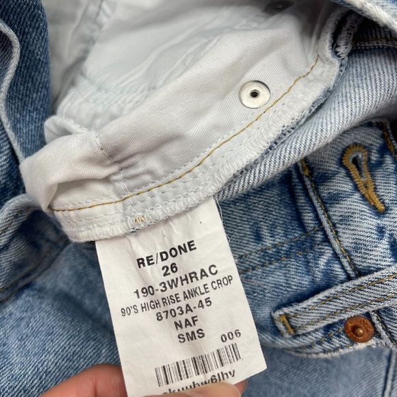 Re/Done 90’s High Rise Ankle Crop Jeans Size 26 NWT - Picture 6 of 7